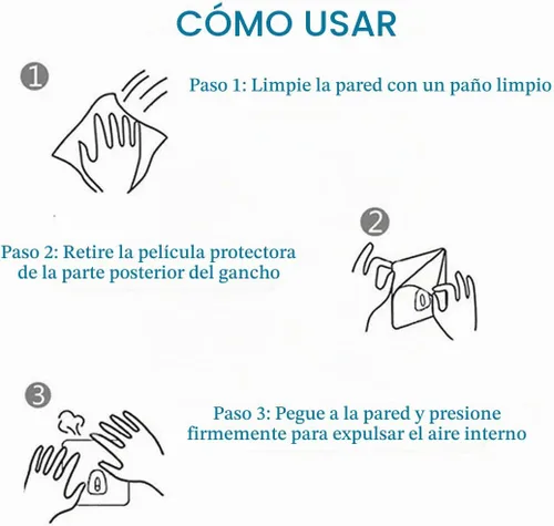 Vista 6 de Ganchos adhesivos transparentes de 30 libras (máximo), impermeables y resistentes al aceite, reutilizables, sin costuras, gancho de pared resistente