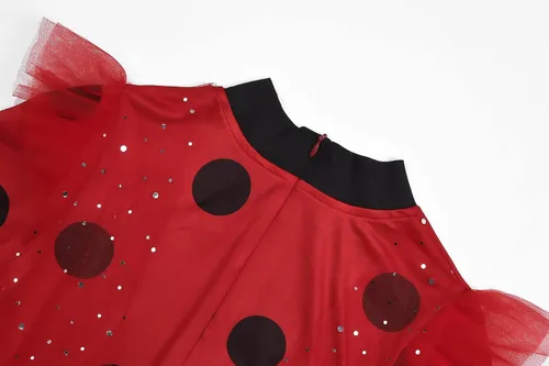 Vista 4 de ReliParty Ladybug Dress for Girls with Mask and Bag Costume for Kids Long sleeves Dress Up Costume