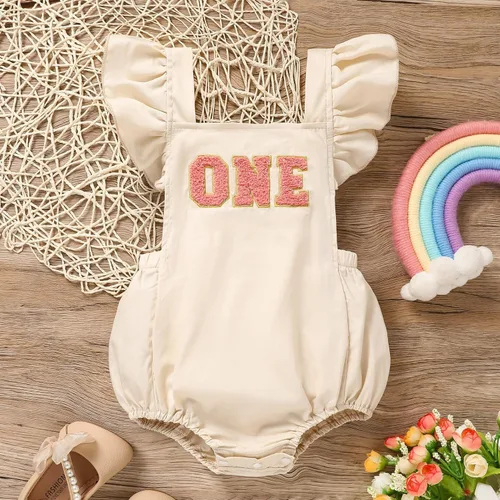 Vista 7 de GRNSHTS Trajes de primer cumpleaños para niñas con volantes para primer cumpleaños, mameluco sin espalda