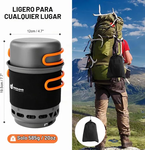Vista 6 de Odoland Intercambiador de calor Sistema de estufa de mochilero y camping Aluminio anodizado no tóxico, para mochileros, senderismo, emergencia