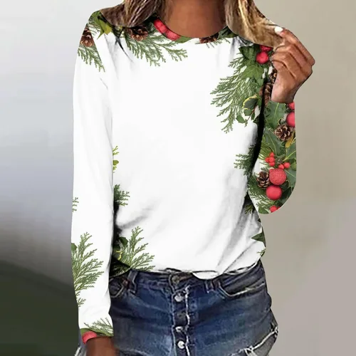 Vista 2 de Christmas Sweatshirt for Women Oversized Loose Fit Blouse Aesthetic Long Sleeve Sparkly Pullover Blouse Trendy Tops