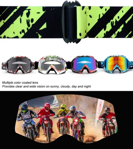 Vista 4 de SPOSUNE - Gafas para motocicleta, ATV, gafas UV400 para motocross, gafas para hombres, mujeres y jóvenes, gafas resistentes al viento y al polvo