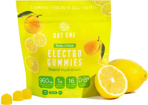 Vista 10 de Day One Electrogummies - 60 gomitas de electrolitos con sabor a frambuesa azul para hidratación y recuperación, repletas de electrolitos esenciales