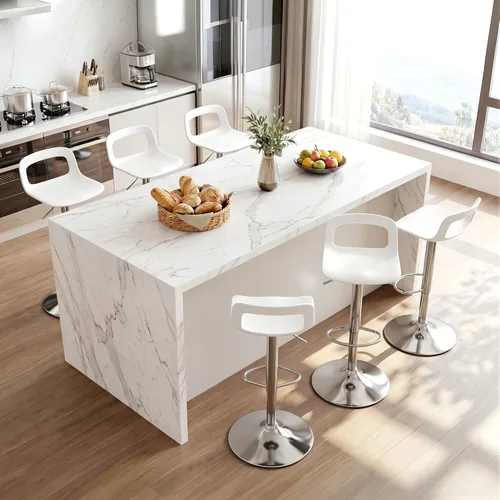 Vista 18 de LSSPAID Juego de 4 taburetes de bar giratorios de 360° de altura ajustable con respaldo y reposapiés, sillas de bar modernas de altura de mostrador