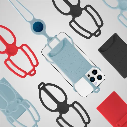 Vista 8 de BONE Lanyard - Correa para teléfono celular con ranura para tarjeta y bolsillo, cordón de silicona ajustable, soporte universal para iPhone