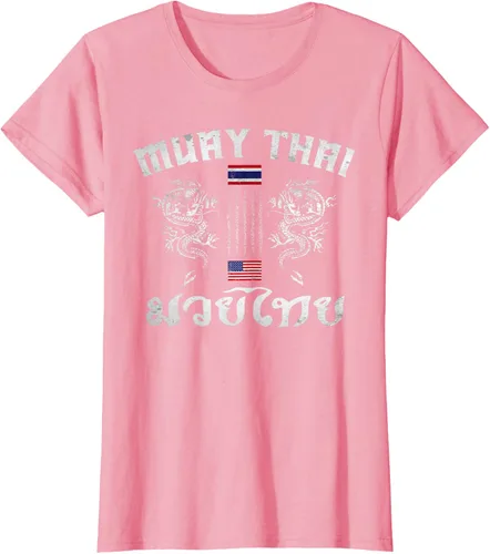 Vista 16 de Camiseta de equipo de entrenamiento de boxeo Muay Thai con bandera estadounidense de Tailandia, Negro, S