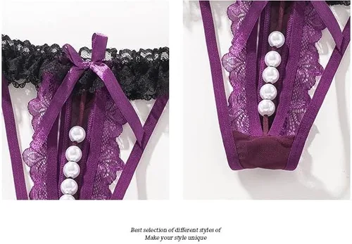Vista 6 de Sekexi Bragas sexis para mujer tanga de encaje para mujer tangas G con bola eróticas y sexys sin entrepierna