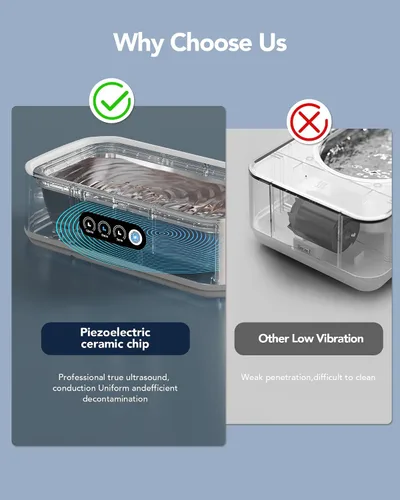 Vista 7 de Limpiador ultrasónico inteligente de joyas, potente limpiador ultrasónico portátil para gafas, anillos, relojes, dentaduras, alta capacidad de 22.0