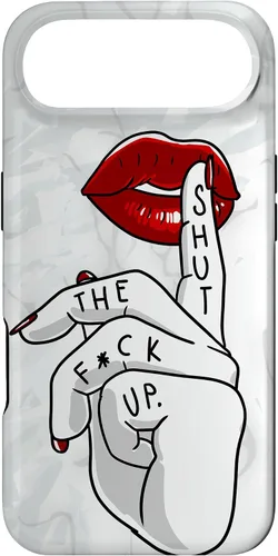 Vista 27 de STFU - Funda de regalo para iPhone 17 con texto en inglés "Lips Cool Swear Words Cussin Saying Women Bad Girs