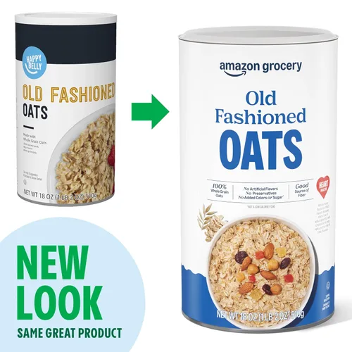 Vista 4 de Amazon Grocery, Avena a la Antigua, 18 Oz (Anteriormente Happy Belly, El Empaque Puede Variar)