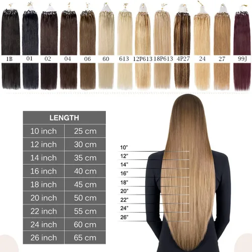 Vista 49 de SEGO Extensiones de cabello humano con micro cuentas, extensiones de cabello humano con micro bucle, lacio, natural, fusión fría, 1.76 oz/paquete