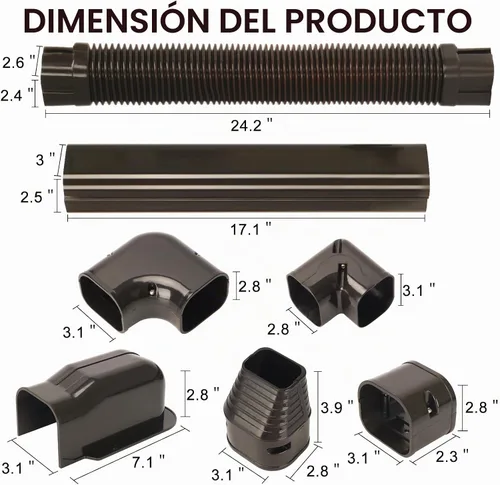 Vista 2 de 3" W 10Ft L Mini Split Line Set Cover Kit PVC Aire Acondicionado Línea