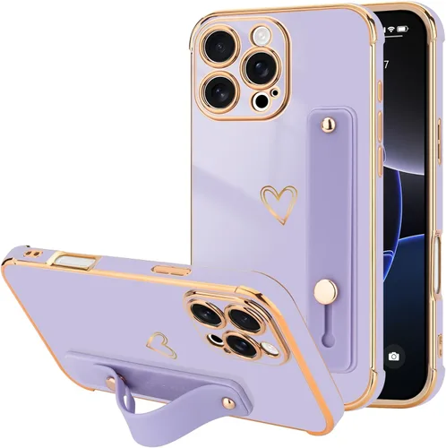 Vista 46 de LLZ.COQUE Funda compatible con iPhone 12 para mujeres y niñas, parachoques chapado de lujo con bonito diseño de corazón de amor, soporte de correa