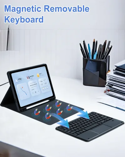 Vista 7 de MePadKey Funda de teclado con panel táctil para Samsung Galaxy Tab A11 Plus/A9 Plus 2025/2023 de 11 pulgadas, retroiluminación de 7 colores, teclado