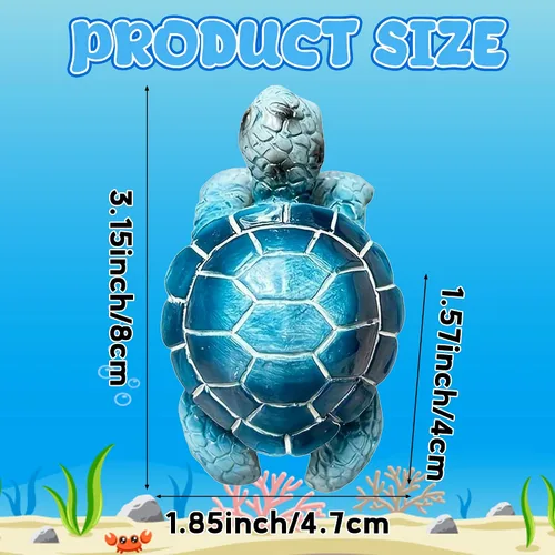 Vista 2 de Decoraciones de maceta de tortuga azul, tortuga marina colgante de resina para maceta, figura de tortuga, colgador de maceta, estatua pequeña