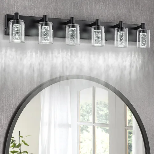 Vista 18 de SineRise - Luz de tocador con 3 modos de color (3000K/4000K/6000K), lámpara de baño LED con protección ocular, lámpara de pared moderna regulable