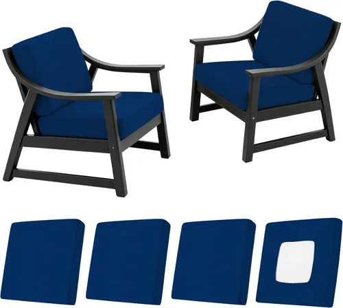 Vista 11 de NettyPro Juego de 4 fundas elásticas para cojines de asiento de sillas de patio, fundas elásticas de repuesto para la mayoría de sofás, protectores
