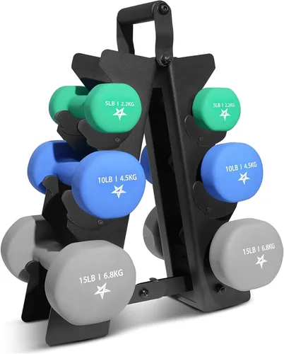 Vista 25 de Yes4All Neoprene Dumbbells, Pairs and Sets with Rack for Home Workouts A. Púrpura