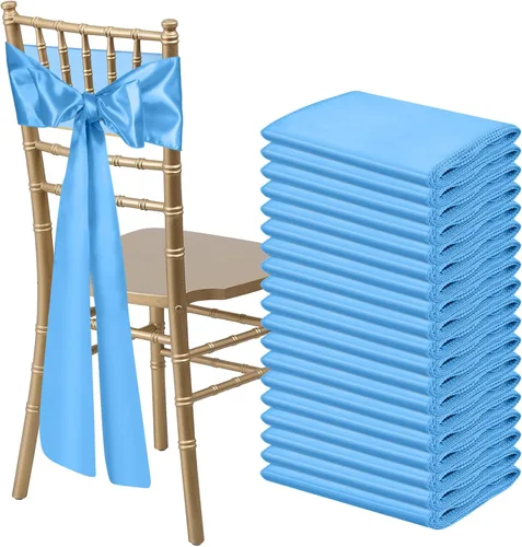 Vista 35 de 10 PCS Lazos de Satén Azul Bebé para Sillas Bandas Universales Cintas para Sillas Lazos Traseros para Bodas Fiestas Recepciones Eventos Banquetes