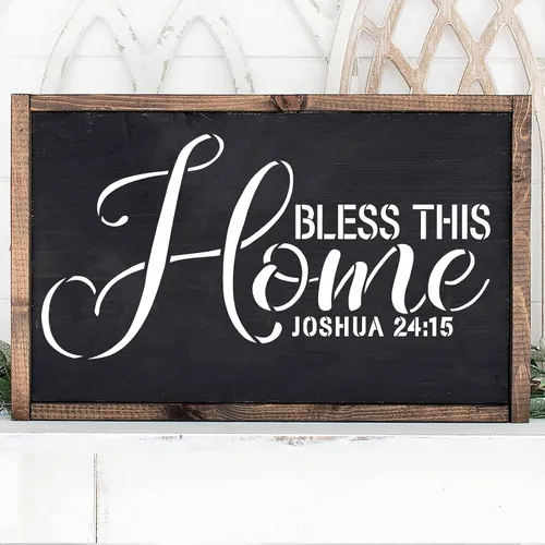 Vista 2 de 14 plantillas cristianas para pintar sobre madera, letrero bíblico motivacional con texto en inglés "Faith God Fidence Be Still", plantillas