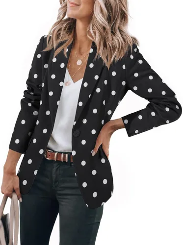 Vista 27 de Cicy Bell Blazers casuales para mujer, de manga larga, para el trabajo Albaricoque