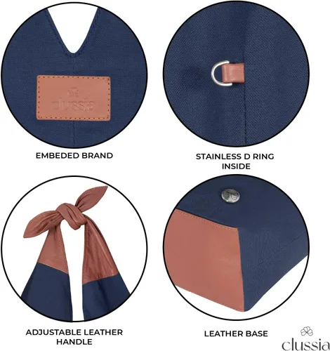 Vista 4 de Bolso Hobo de 100% piel de becerro ligera de lujo Lona Gamuza Estilo a la Porte