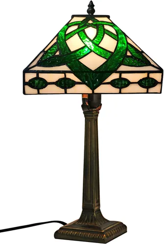 Vista 16 de KY&BOSAM Lámpara de Mesa Celta Irlandesa Tiffany Estilo Trébol Lámpara de Escritorio Luz Nocturna de Vidrio Emplomado 14 Pulgadas de Alto 8 Pulgadas