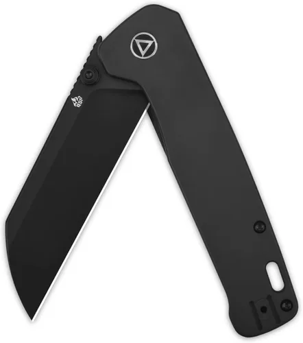 Vista 3 de QSP Penguin Plus - Cuchillo de bolsillo plegable, 3.38 pulgadas CPM20CV, cuchillo EDC de hoja negra, mango de titanio negro, bloqueo de marco