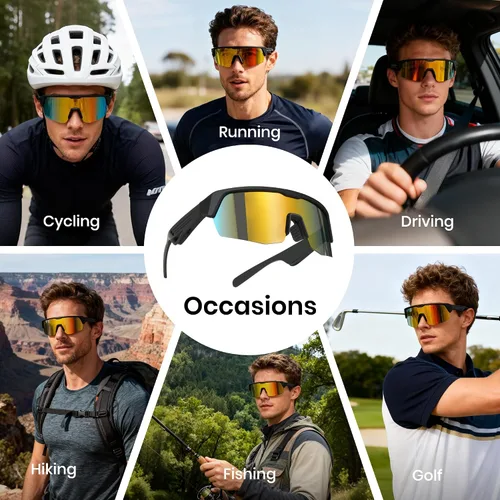Vista 7 de Cyxus Gafas de sol deportivas inteligentes con Bluetooth UV400 para hombres y mujeres Altavoces de música de oído abierto, micrófono incorporado