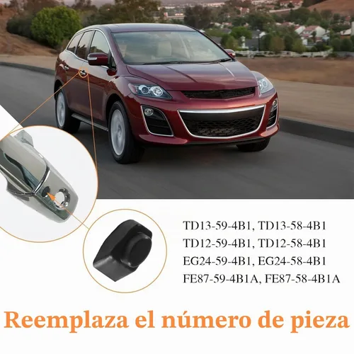 Vista 4 de Par de tapas de botón de interruptor de manija de puerta con opción sin llave compatible con Mazda 6 Speed 6 CX-7 RX-8 CX-9 MX-5, repuesto #
