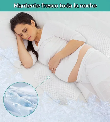 Vista 6 de Almohada de embarazo refrescante para dormir, desmontable y ajustable, almohada de maternidad de apoyo de doble cara, agradable a la piel
