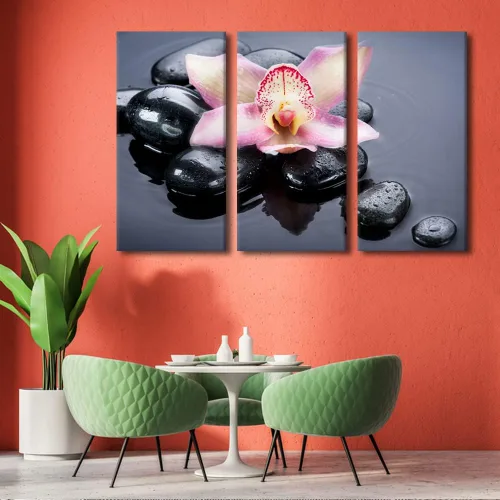 Vista 2 de TUMOVO Decoración de pared para dormitorio, flores y spa, impresiones de piedra de yoga, meditación, lienzo, arte de pared, arte de pared, arte