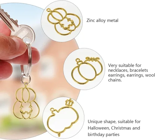 Vista 4 de Dije de calabaza con biseles abiertos para hacer joyas de resina, bricolaje, marco de resina UV, dijes para Halloween, Navidad, manualidades, 1.57 x