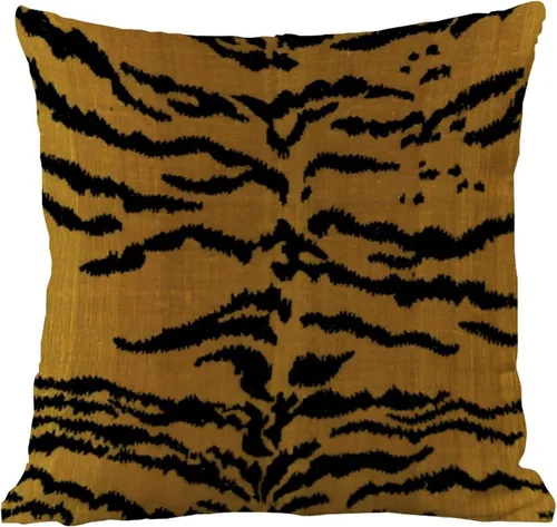 Vista 6 de Funda de almohada de terciopelo estilo chinoiserie, funda de almohada con estampado de animales de tigre, funda de almohada europea de tigre, funda