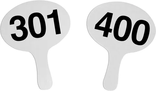 Vista 14 de 1-40, 0.079 in Cartonplast, Better Bidders Oval Shape Auction Paddle Set, 1-Piece White Plastic Fans (1-40) Q=40, (línea "BasicPRO")