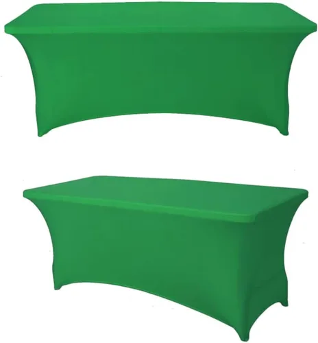Vista 21 de Paquete de 2 manteles rectangulares de elastano de 4 pies, ajustables, elásticos, para bodas, fiestas, eventos, reuniones, cumpleaños, decoración