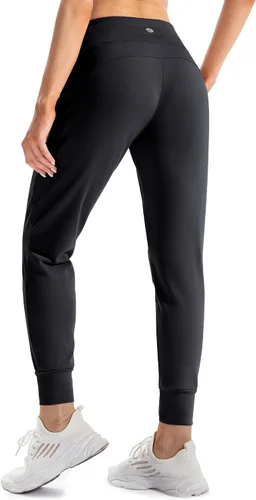Vista 4 de Ewedoos Pantalones con forro polar para mujer, pantalones deportivos con forro polar para mujer con bolsillos, pantalones térmicos de cintura alta