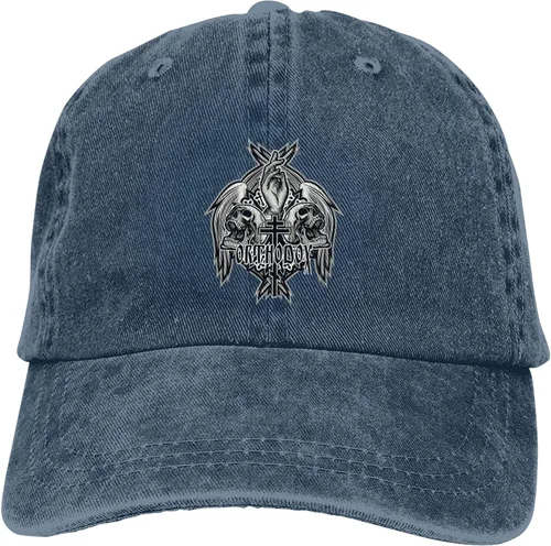 Vista 9 de Sombrero de vaquero de moda para hombre y mujer, ajustable para cuatro estaciones, gorra de béisbol del infierno con ángel, azul marino, Azul marino