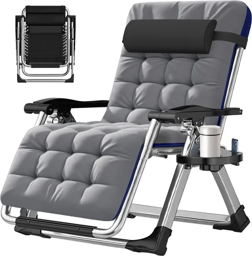 Vista 21 de ABORON Silla de Gravedad Cero, Sillas de Salón Plegables Premium para Césped y Exteriores, Sillas de Patio Reclinables Resistentes y Ajustables