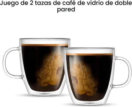 Vista 9 de JoyJolt Savor - Tazas de café de vidrio de doble pared aisladas (Set de 2) - 13.5 onzas