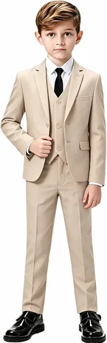 Vista 12 de Traje para niño, formal, ajustado, esmoquin, 5 piezas, traje de boda, blazer, pantalones, chaleco, trajes para niños