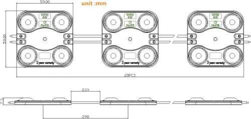Vista 4 de Módulo LED de 4.0 W, 12 V CC, impermeable, luz decorativa para letreros publicitarios de letras con cinta adhesiva en la parte trasera