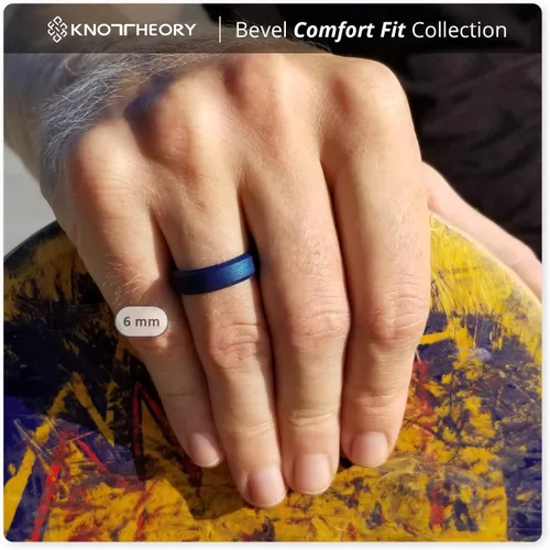 Vista 4 de Knot Theory - Anillo de boda de silicón para hombres y mujeres Anillos de goma finos de calidad superior con gran estilo, comodidad; son ideales