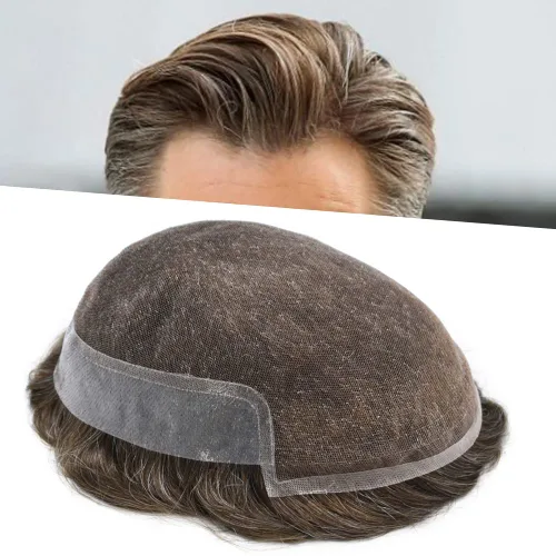 Vista 63 de Tupé de encaje suizo para hombres, piezas de cabello humano real, encaje frontal, sistema de reemplazo de cabello tipo tupé, nudo blanqueado, línea