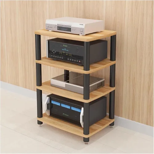 Vista 12 de Soporte para medios de audio y video, soporte de TV para juegos y estante estéreo, torre de audio, soporte para reproductor de grabaciones, pequeño