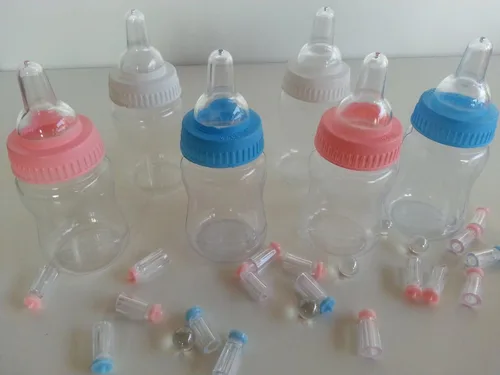 Vista 2 de 12 botellas rellenables para baby shower, juego de recuerdos, premio, decoración de fiesta, niña y niño, color azul