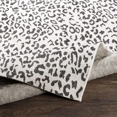 Vista 6 de Livabliss Esperanza - Alfombra de leopardo para exteriores, 2 x 2 pies 11 pulgadas, negro/blanco