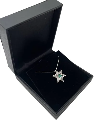 Vista 6 de Jewish Jewelry Star of David Pendant Necklace – Authentic Eilat Stone Pendant in Sterling Silver – Handmade Israel Judaica Jewelry Gift for Men &