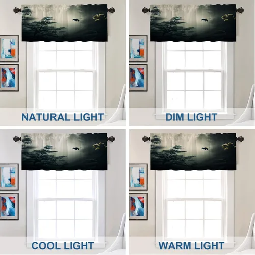 Vista 332 de Batmerry American Flag Ink Dot Blackout Tier Curtains, Red Blue White Stars Abstract Thermal Insulated Half Curtain Rod Pocket Small Valance for