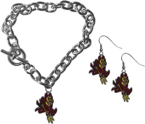 Vista 32 de Siskiyou Sports NCAA unisex-adult Chain Bracelet and Dangle Earring Set